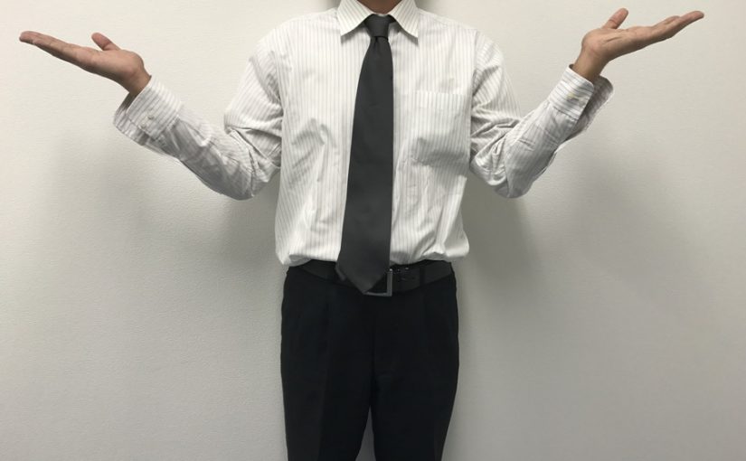 お手上げの男性